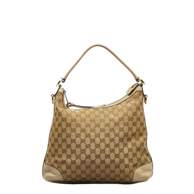Gucci Hobo Beige Canvas Shoulder Bag ()