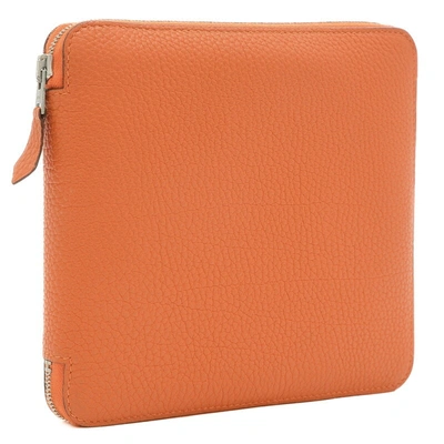 Hermes Hermès Orange Leather Wallet  () In Black