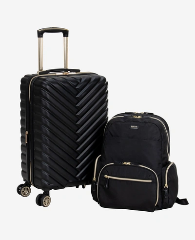 Kenneth Cole Madison Square & Sophie 2-pc. Set 20-inch Carry-on Travel Suitcase & 15-inch Laptop Travel Backpack In Black