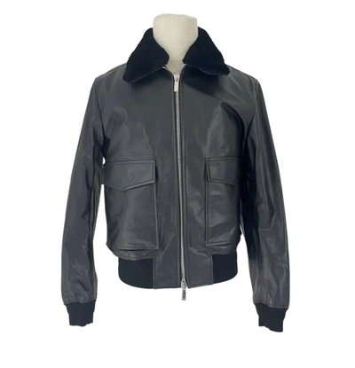 Pre-owned Dior Men's Leather Zip Up Jacket, With Removable Fur Collarng