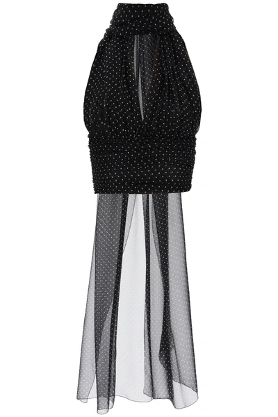 Dolce & Gabbana Top A Pois Con Foulard In Black