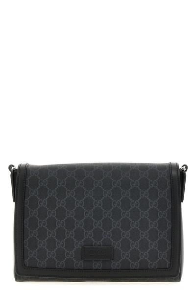 Gucci Oversized Gg Crossbody Bag In Black