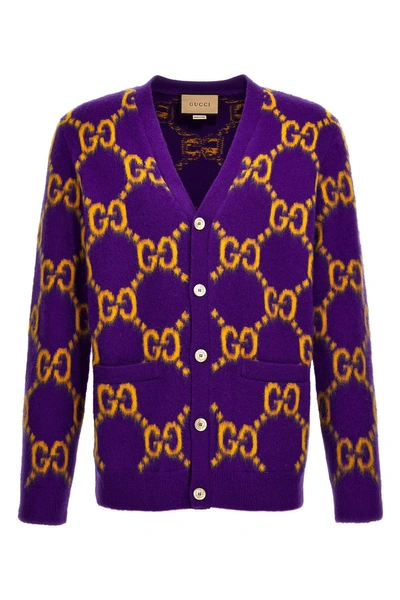 Gucci Men Logo Cardigan In Purple
