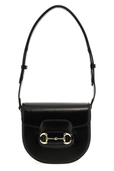 Gucci Womans Horsebit 1955 Black Leather Crossbody Bag