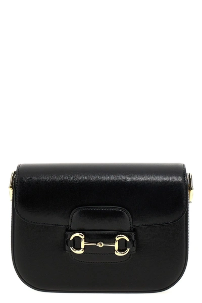 Gucci Womans Horsebit 1955 Black Leather Crossbody Bag