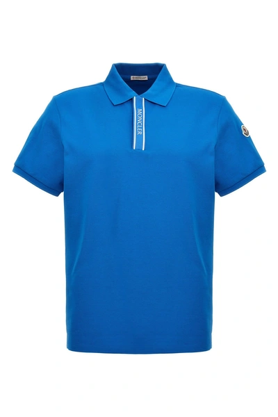Moncler Men Logo Polo Shirt In Blue