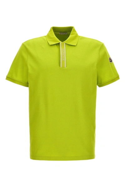 Moncler Men Logo Polo Shirt In Green