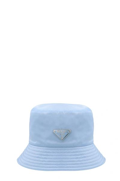 Prada Women Logo Bucket Hat In Blue