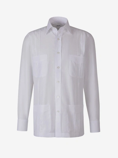 Fray Cotton And Linen Shirt In White