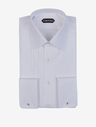 Tom Ford Cotton Draped Shirt In Blanc