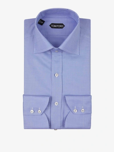 Tom Ford Plain Cotton Shirt In Blue