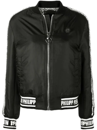 Philipp Plein Embellished Bomber Jacket In Black