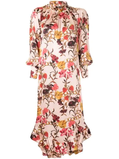 Mother Of Pearl Marion Floral Silk Midi Dress In Multicolour