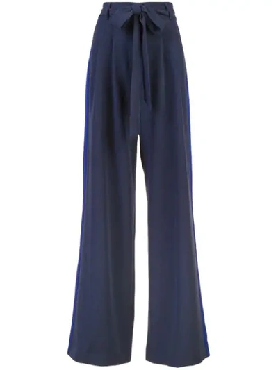 Milly Belted Palazzo Trousers In Blue