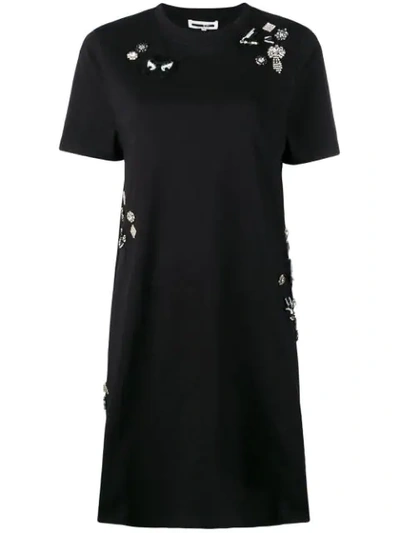 Mcq By Alexander Mcqueen Diamante Deco Swallow Dress In Black