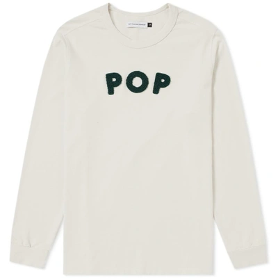 Pop Trading Company Pop Trading Company Long Sleeve Logo Applique Tee In White