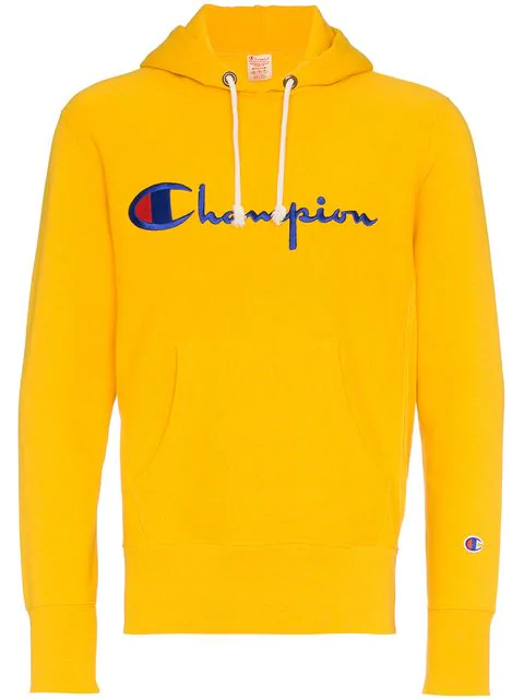 Champion Logo Embroidered Hoodie In Yellow | ModeSens