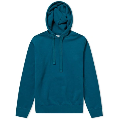 Aspesi Garment Dyed Popover Hoody In Blue