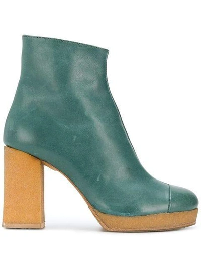 Chalayan Platform 90mm Ankle Boots In Green