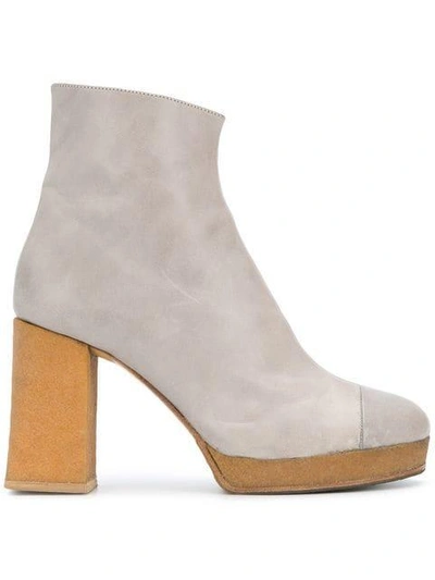 Chalayan Platform 90mm Ankle Boots In Grey