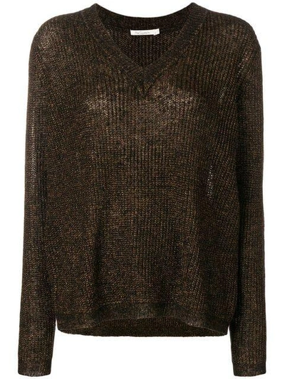 Mes Demoiselles V-neck Knitted Top - Brown
