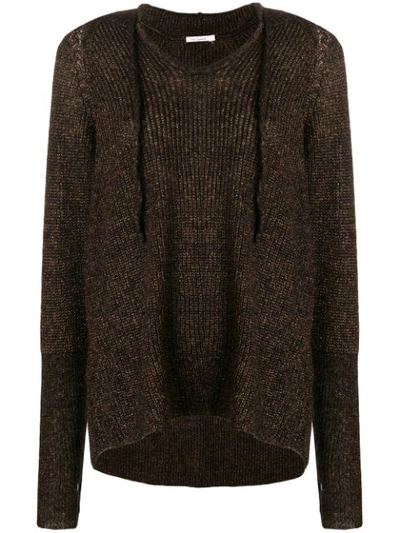 Mes Demoiselles Knitted Hoodie In Brown