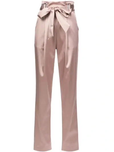 Sally Lapointe Bow Waist Trousers In Neutrals