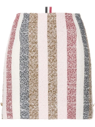 Thom Browne Notched Hem Mini Skirt In Stripe Eyelash Tweed In Multicolour