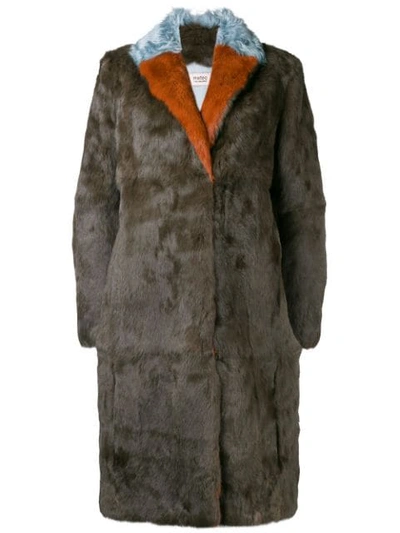 Yves Salomon Meteo Contrast Collar Coat In Brown