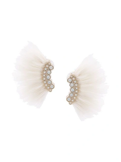 Mignonne Gavigan Feather Embellished Earrings - White