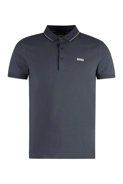 Hugo Boss Boss Cotton-piqué Polo Shirt In Blue