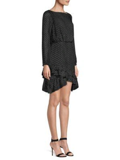 Saloni Felicia Ruffle Mini Dress In Black Dot