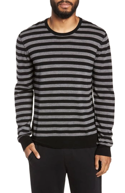 Atm Anthony Thomas Melillo Merino Wool Long-sleeve Stripe Sweater In Black/gray