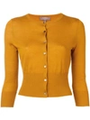 N•peal Superfine Cropped Cardigan In Yellow