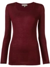 N•peal Superfine Round Neck Top In Red