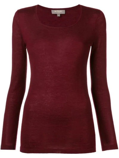 N•peal Superfine Round Neck Top In Red