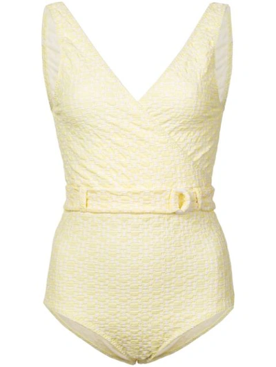 Lisa Marie Fernandez Belted Swimsuit In Yellow