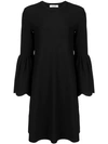 Valentino Bell Sleeved Aline Dress In Black