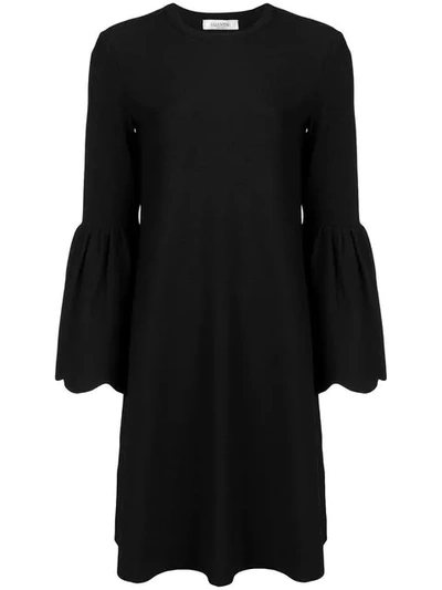 Valentino Bell Sleeved Aline Dress In Black