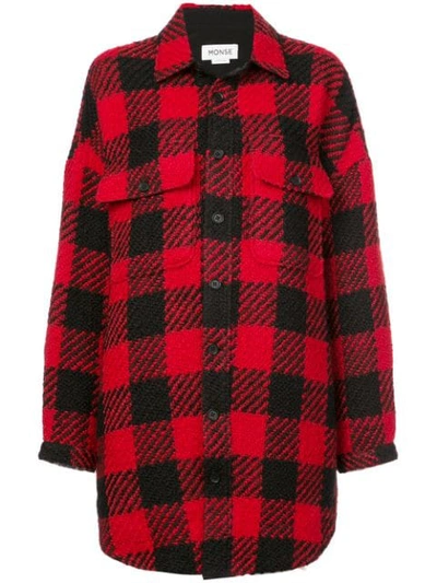 Monse Oversized Checked Wool-bouclé Coat In Red