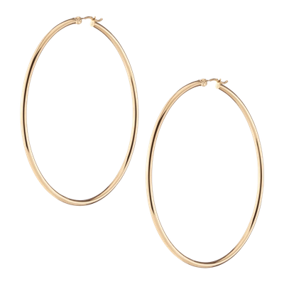 Aurate New York Gold Hoop Earrings - 2mm (60mm) In White