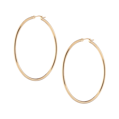 Aurate New York Gold Hoop Earrings - 2mm (50mm) In White