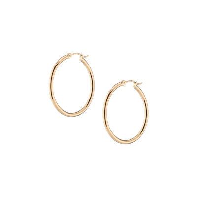 Aurate New York Gold Hoop Earrings - 2mm (30mm) In White