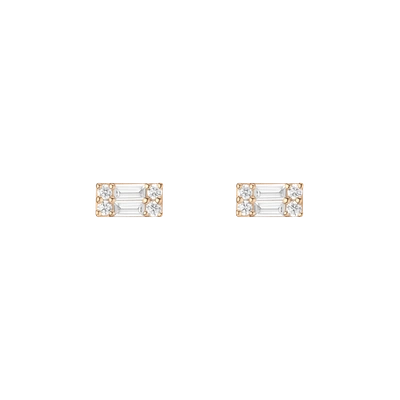 Aurate New York Baguette Diamond Illusion Studs (large) In Rose