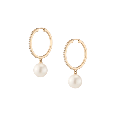Aurate New York Diamond Pearl Hoop Earrings In Rose