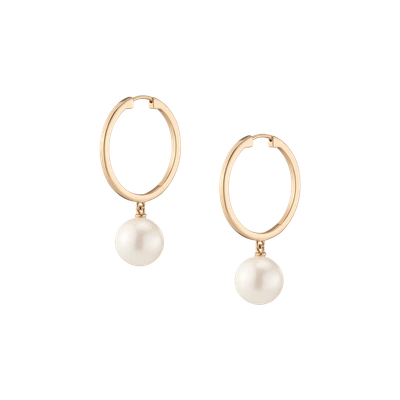 Aurate New York Pearl Hoop Earrings In White