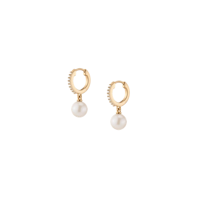 Aurate New York Diamond Pearl Huggie Earrings In White