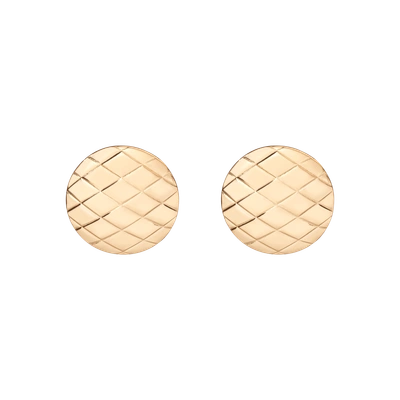 Aurate New York Quilted Gold Button Earrings