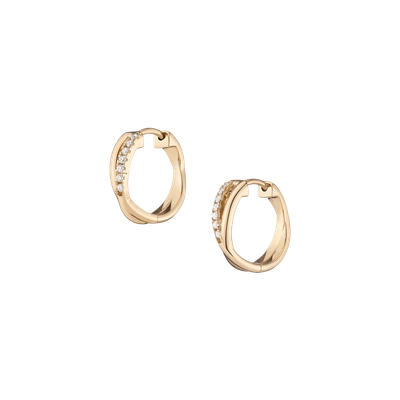Aurate New York Diamond Crossover Huggie Earrings (15mm) In White