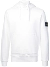 Stone Island Logo Patch Hoodie In White